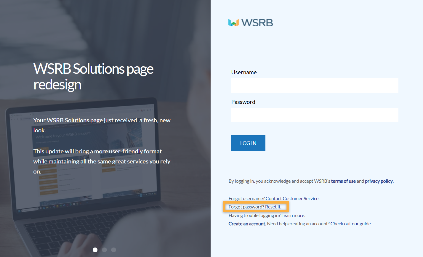 How do I log in to WSRB products?